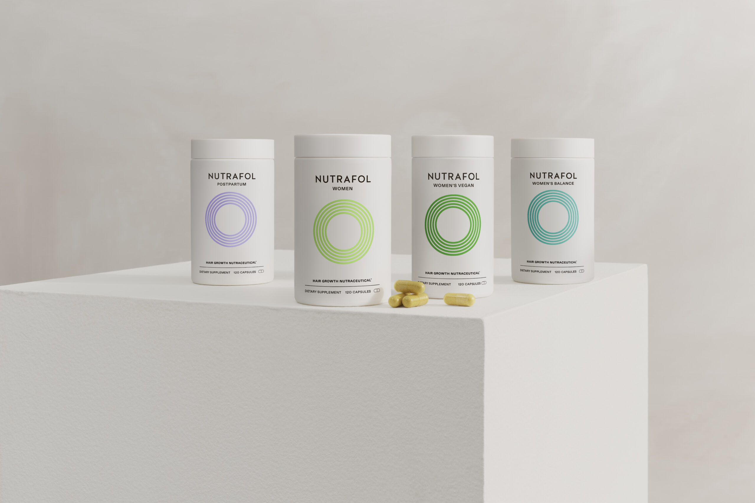 Four NUTRAFOL products on display